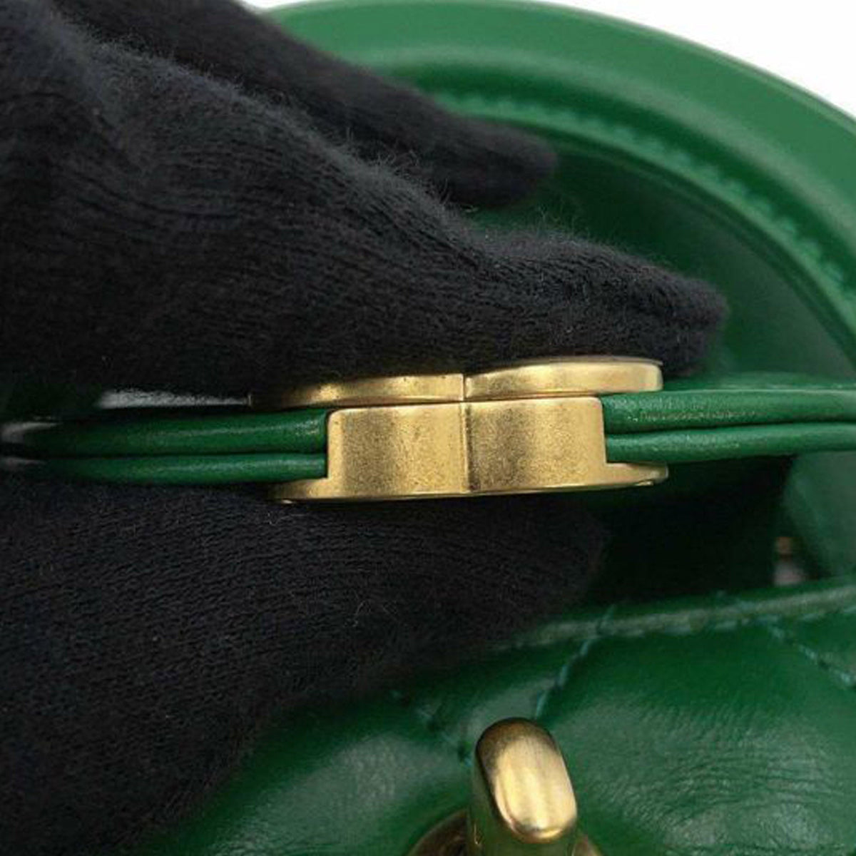 Green Chanel Nano Aged Calfskin Kelly Shopper Bag Satchel