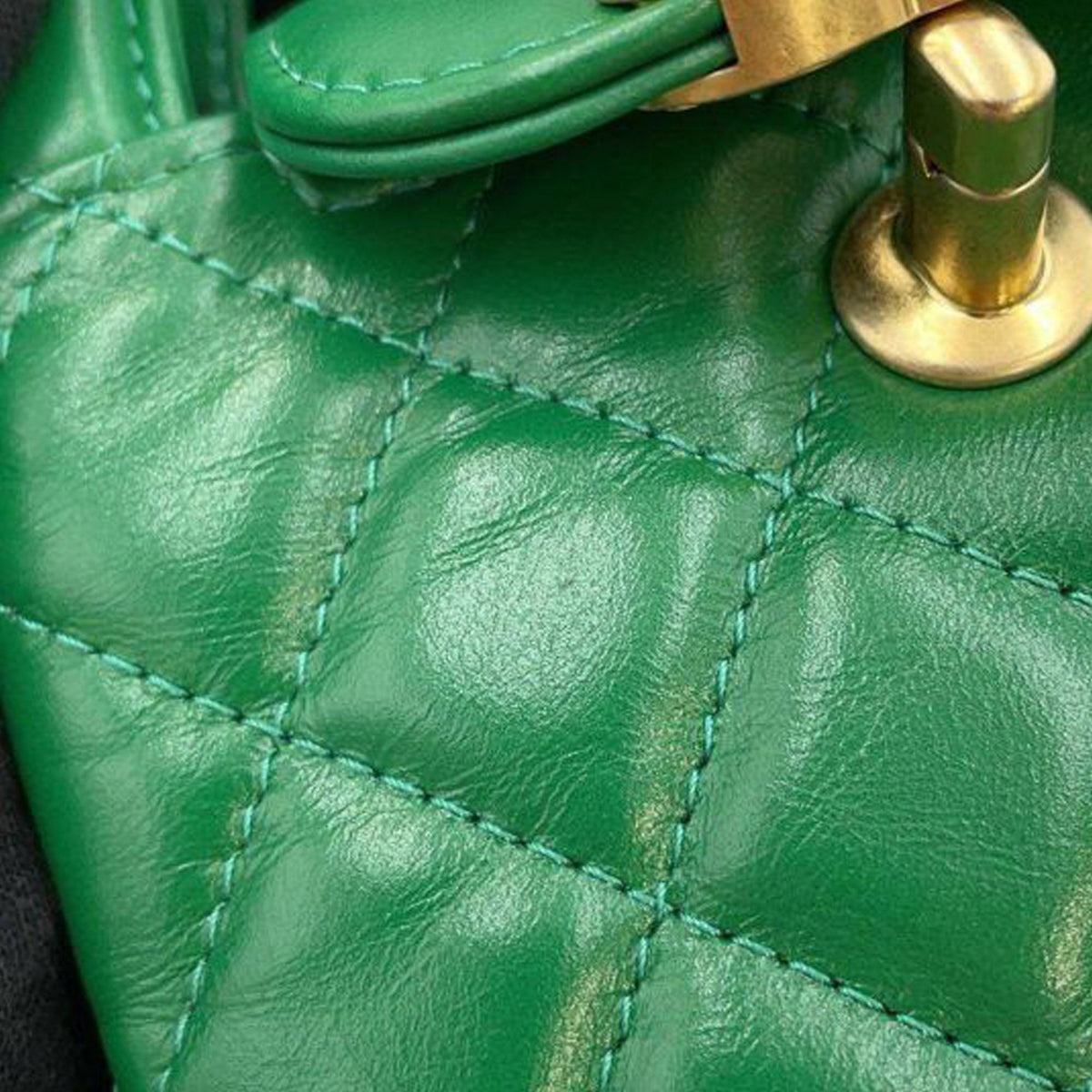 Green Chanel Nano Aged Calfskin Kelly Shopper Bag Satchel