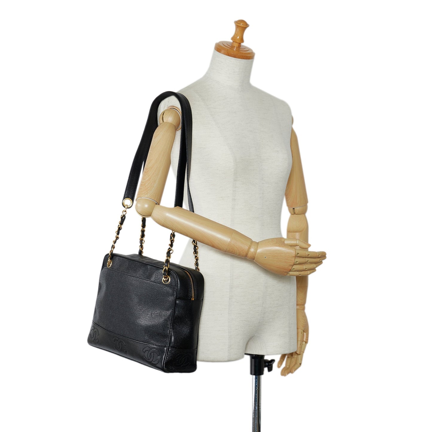 Chanel Triple CC Chain Tote Black Caviar Gold