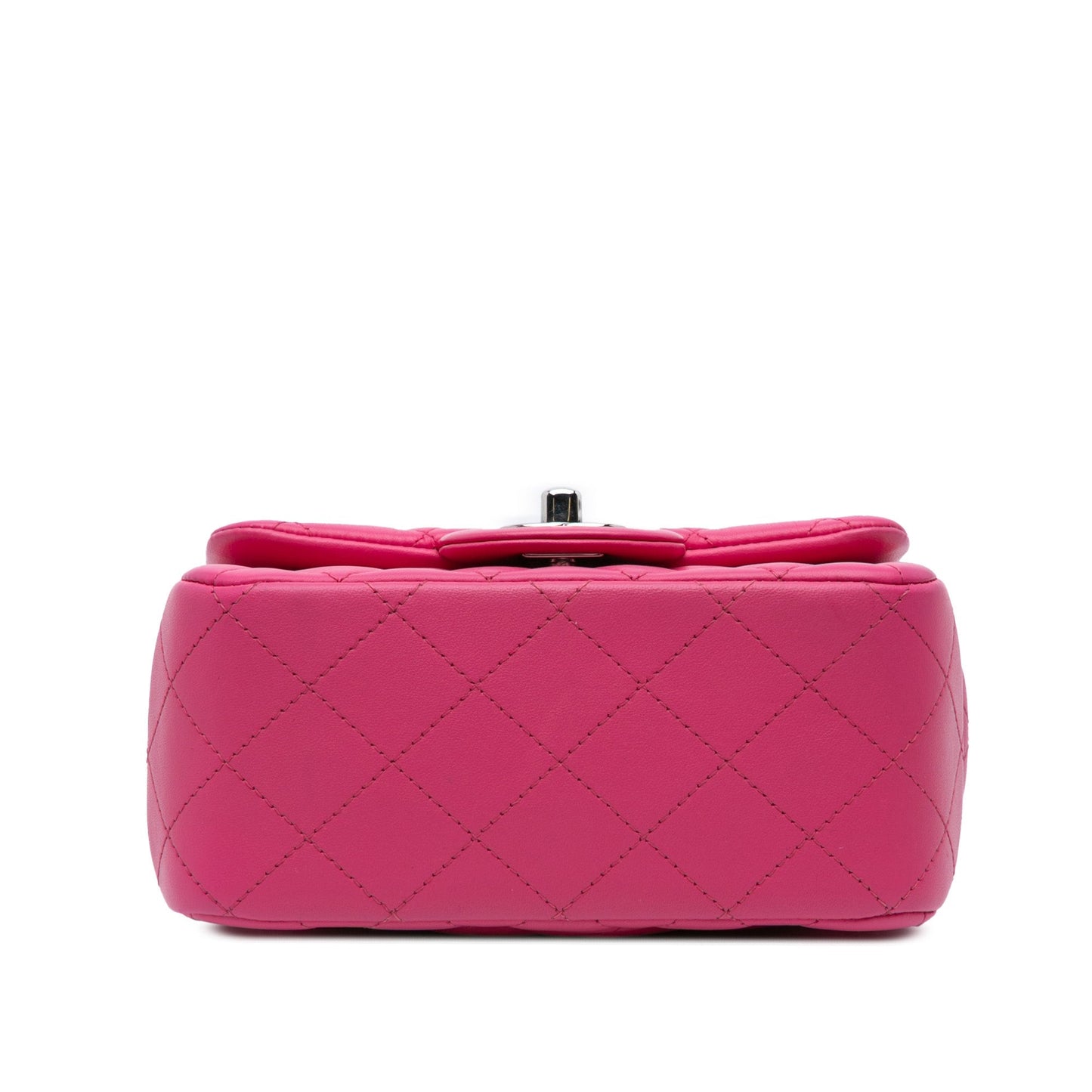 Pink Chanel Mini Square Classic Lambskin Single Flap Crossbody Bag