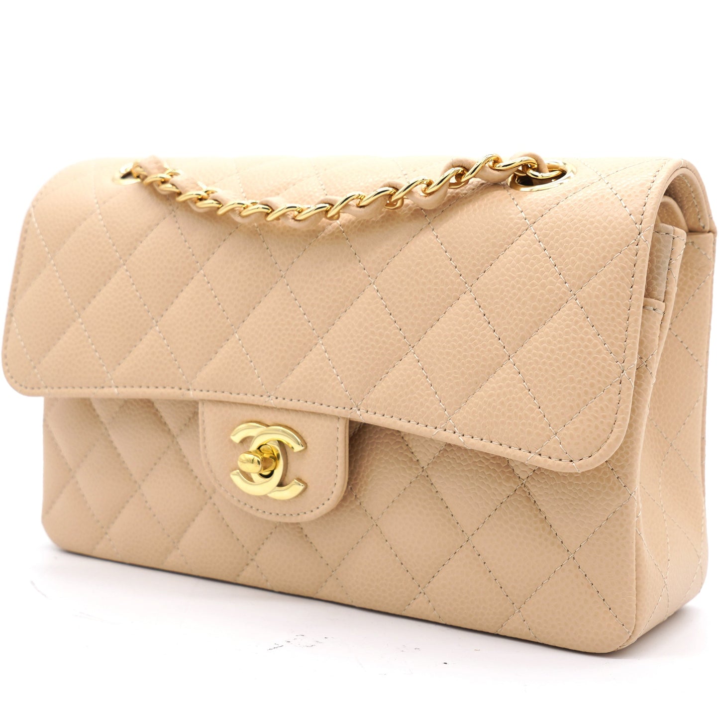 Chanel Caviar Quilted Small Double Flap Beige Clair