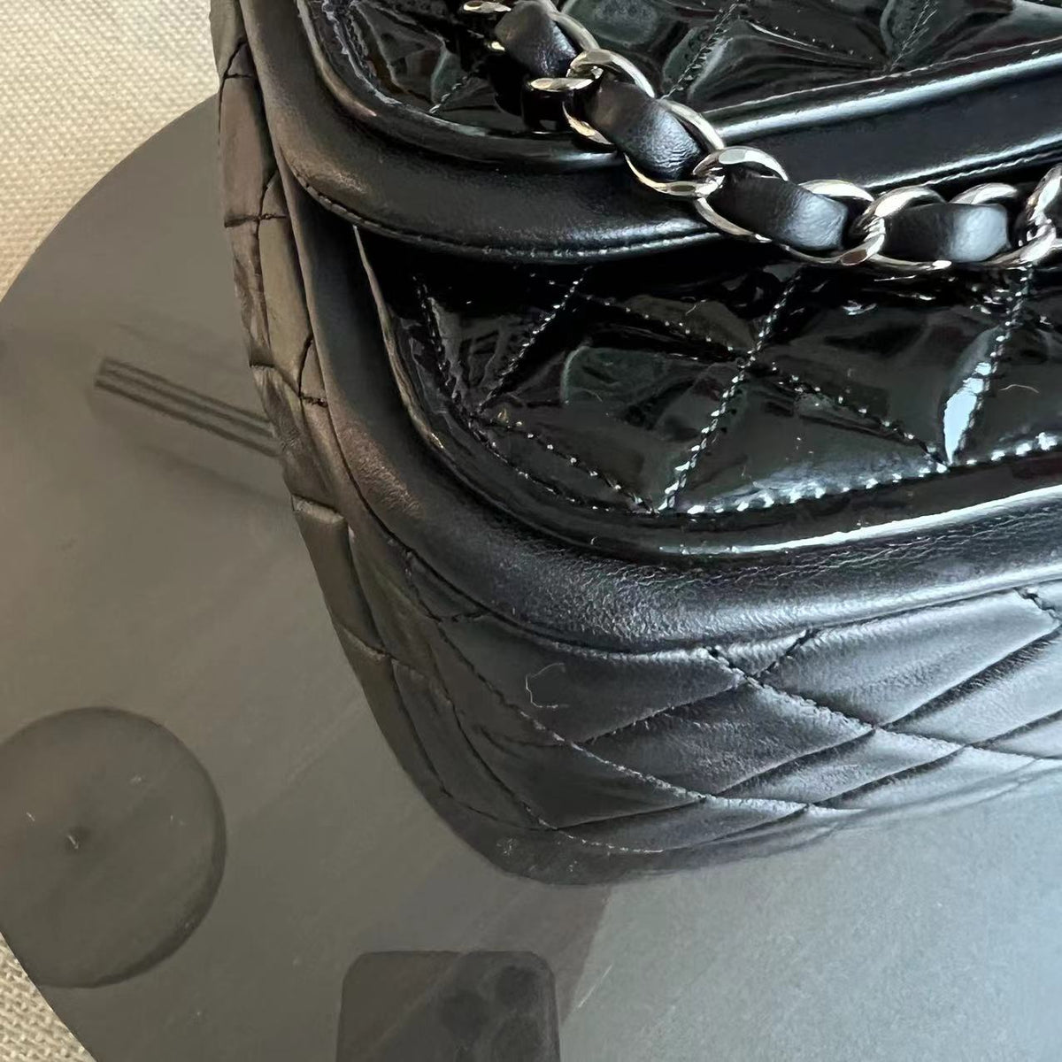 Classic Twist Timeless Jumbo Patent With Lambskin Black No 18