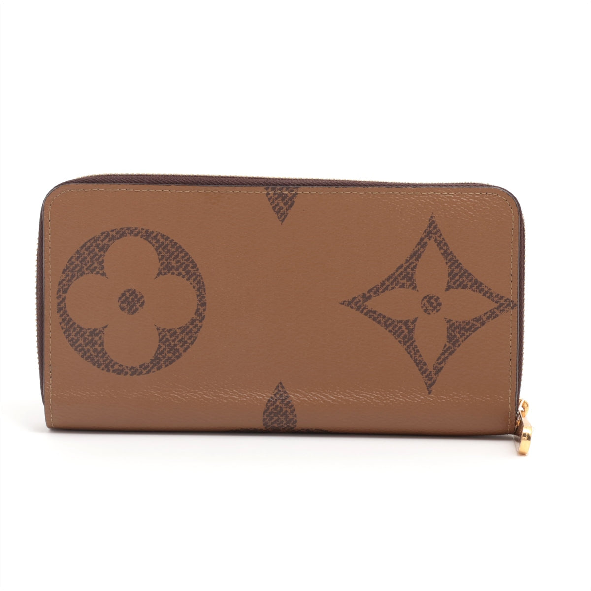 Louis Vuitton Giant Monogram Reversee Zippy Wallet M69353 Camel X Black Round Zipper Wallet
