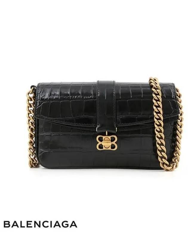 Luxury Balenciaga  BB Logo Buckle Flap XS Shoulder Bag Black