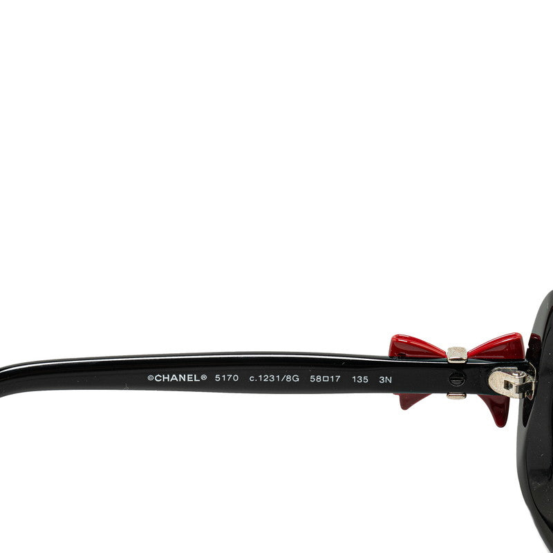 Chanel Coco Ribbon Motif Sun Sunglasses 5170-A c.1231/8G Black Red   CHANEL