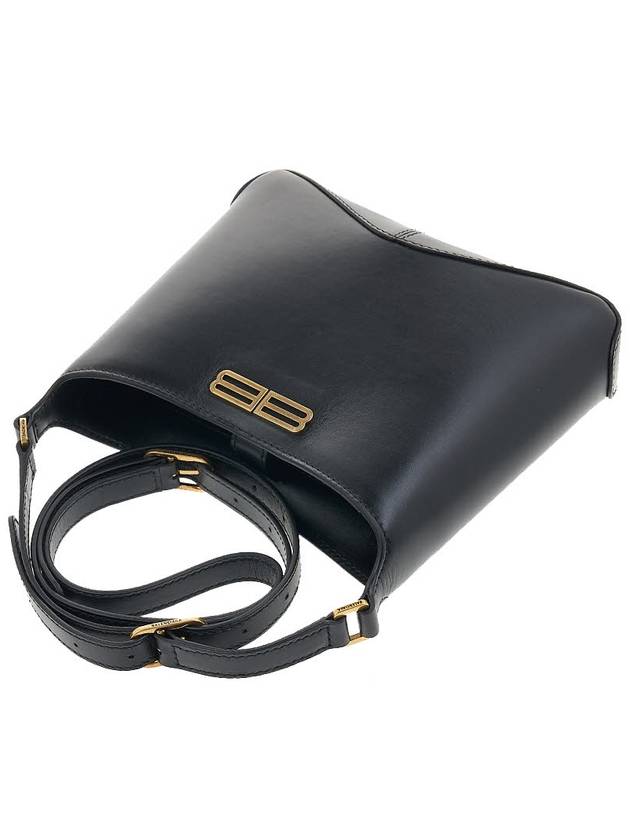 Luxury Balenciaga  Double B Logo Hobo Shoulder Bag Black