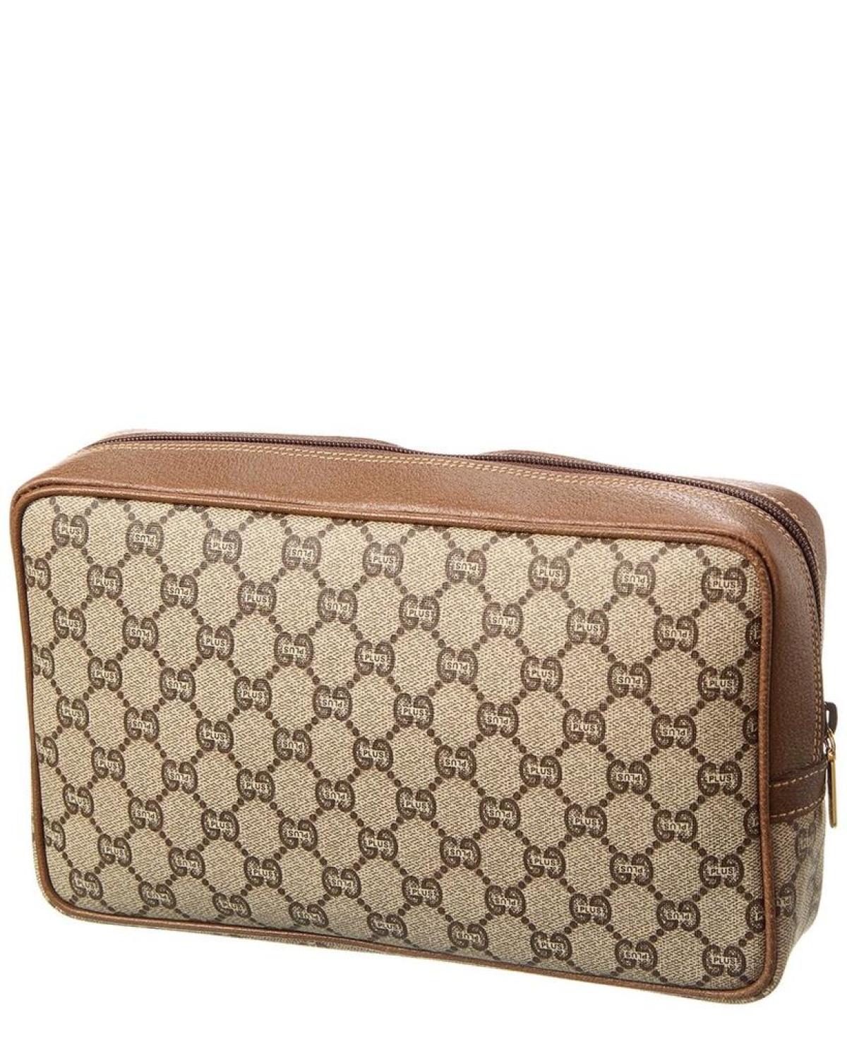 Gucci Brown GG Supreme Canvas Plus Pouch ( )