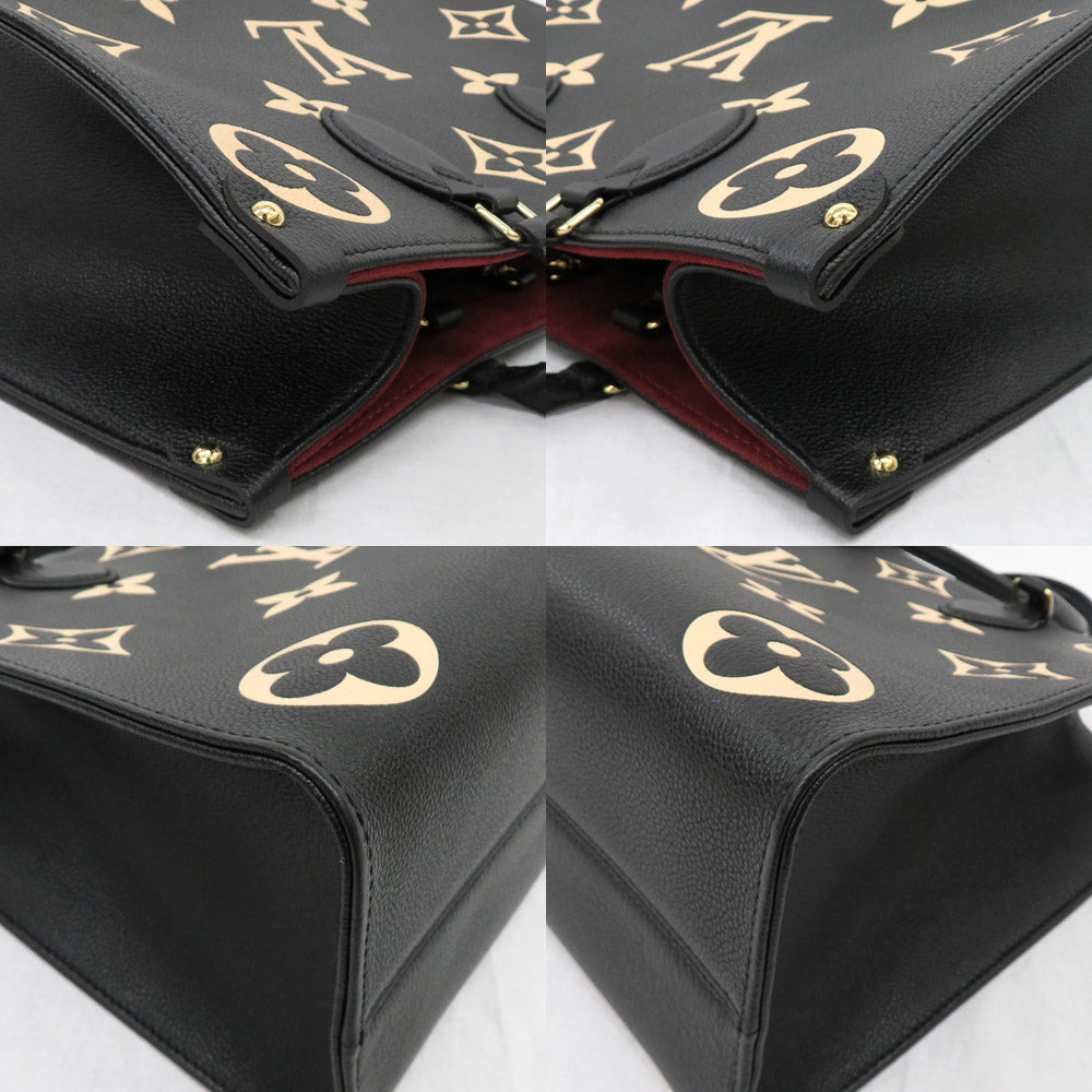 Louis Vuitton On The Go MM M45495 Bi-colour Monogram Emplant Black/Beige Tote Bag 2WAY Shoulder Bag Leather  Mens New Unused]