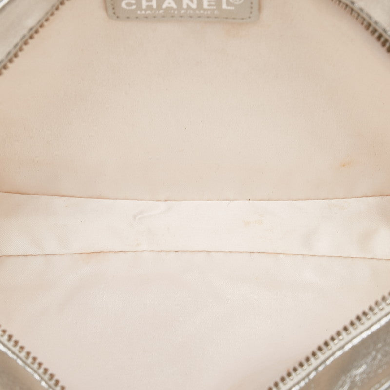 Chanel New Label Line Porch ilver White Nylon Leather  CHANEL