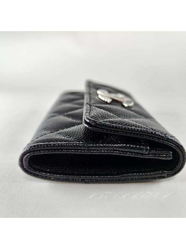 Classic card wallet black caviar snap women s AP4333 Chanel