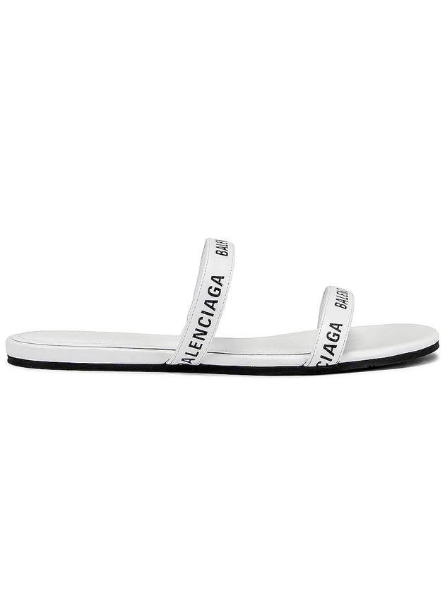 Luxury Balenciaga  Logo Round Slippers White