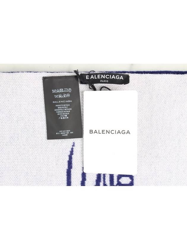 Luxury Balenciaga  Wave logo wool muffler blue