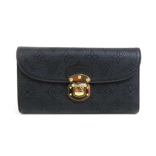 Louis Vuitton Mahina Monogram Noir Mahina Leather Long Wallet (Tri-Fold)
