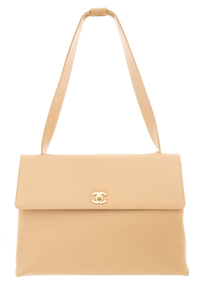 Chanel Vintage 1997-99 Nude Caviar Leather HandBag