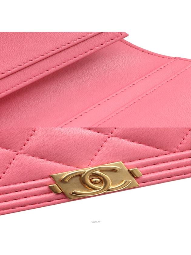 Pink Lambskin Boy Long Flap Wallet No 22 A80285 Chanel