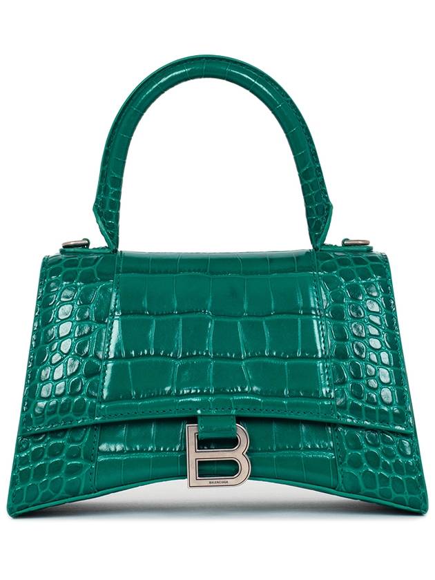 Luxury Balenciaga  Hourglass Crocodile Small Tote Bag Green