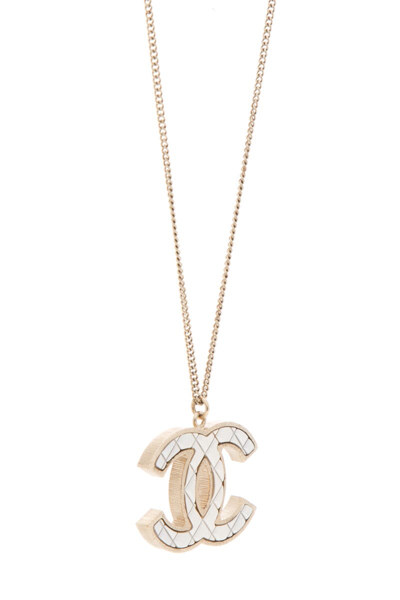 Chanel  Gold Quitled CC Pendeant Necklace