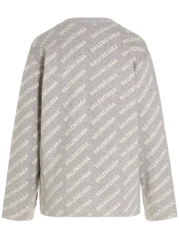 Luxury Balenciaga  wool over logo pattern cardigan Grey
