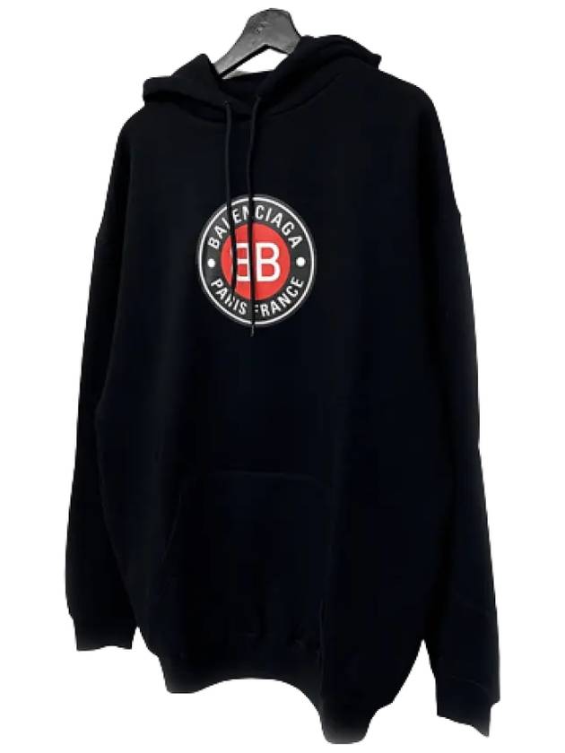 Luxury Balenciaga  BB Logo Round Print Hoodie Black