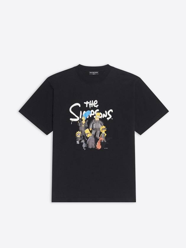 Luxury Balenciaga  WoMen's The Simpsons Printing Small Fit Short Sleeve T-Shirt Black