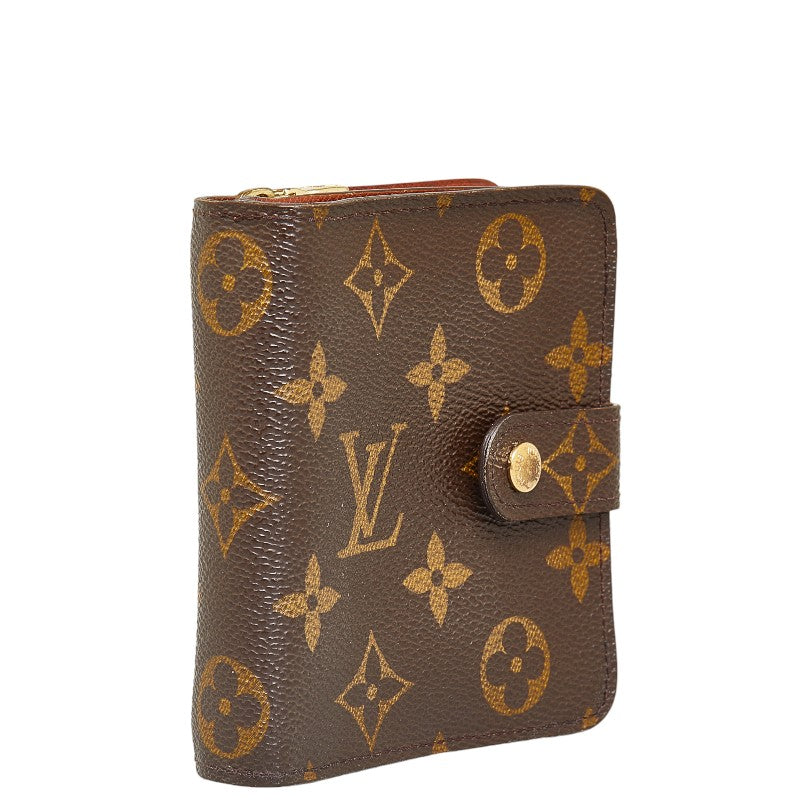 Louis Vuitton Monogram Compact  Two Fold Wallet Compact Wallet M61667 Brown PVC Leather  Louis Vuitton