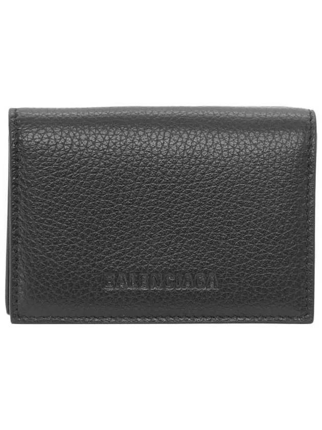 Luxury Balenciaga  Essential Small Grained Leather Half Wallet Black