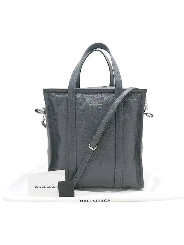 Luxury Balenciaga  513990 Gray color leather small bazaar shopper tote bag shoulder strap