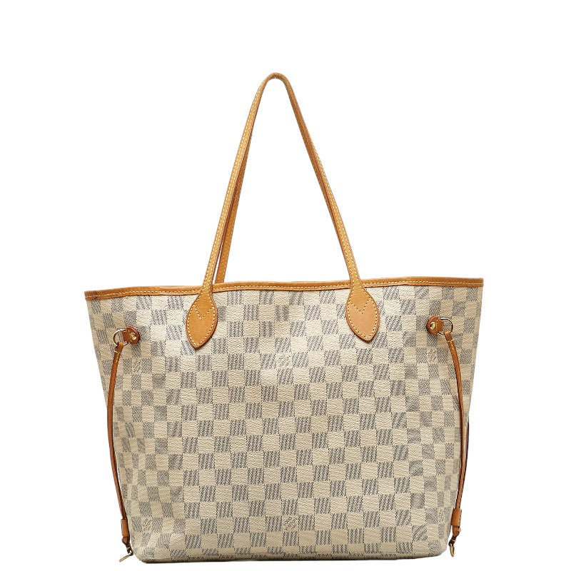 Louis Vuitton Damier Azur Neverfull MM Azur Tote Bag N41361 White PVC Leather  Louis Vuitton