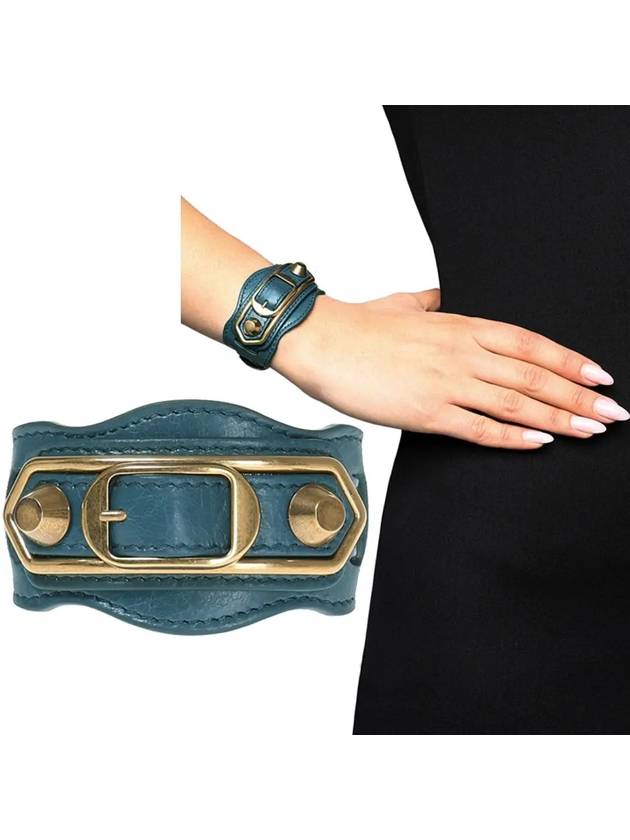 Luxury Balenciaga  Giant Gold Buckle Bracelet Blue