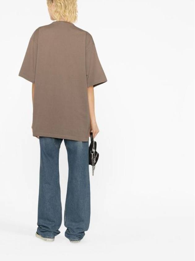 Luxury Balenciaga  Logo Print Short Sleeve T-Shirt Taupe