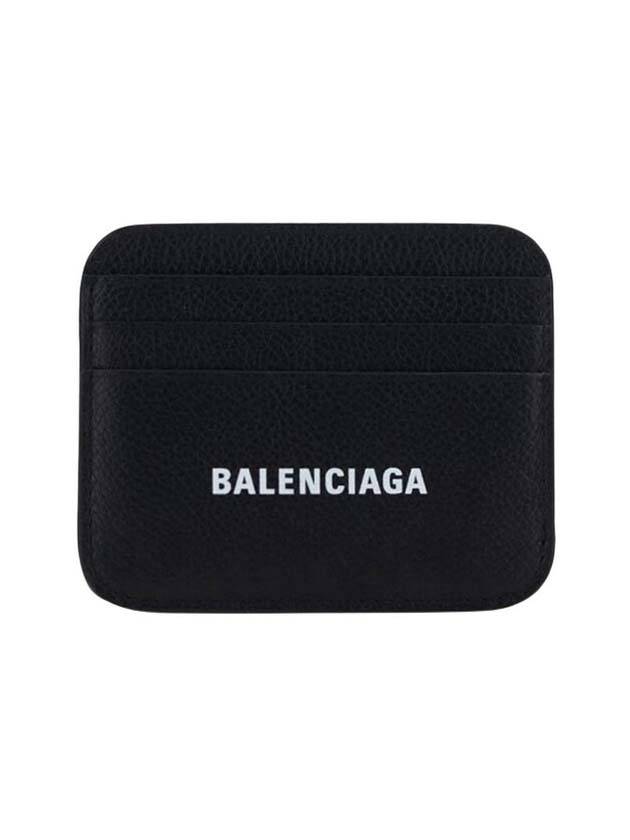 Luxury Balenciaga  White Logo 3-Fold Card Wallet Black