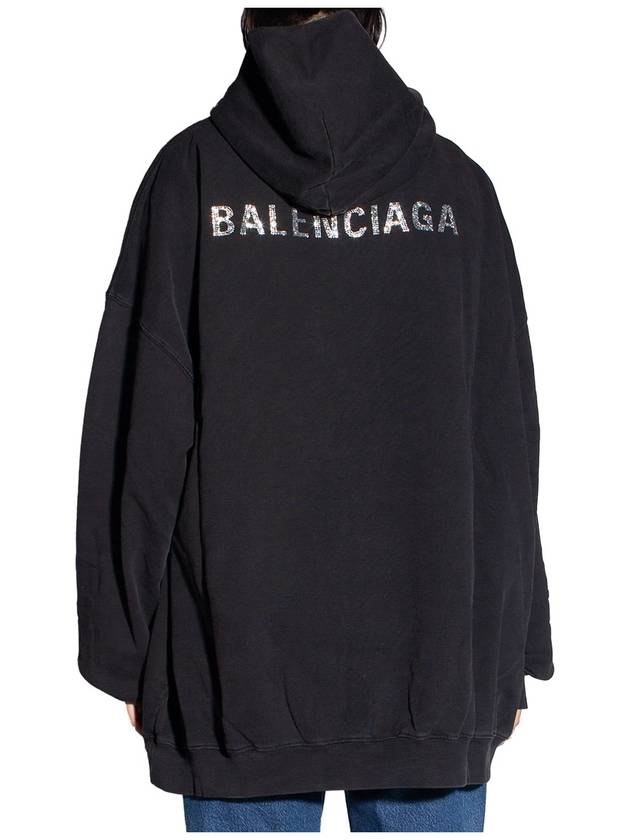 Luxury Balenciaga  Back Logo Hooded Top Black