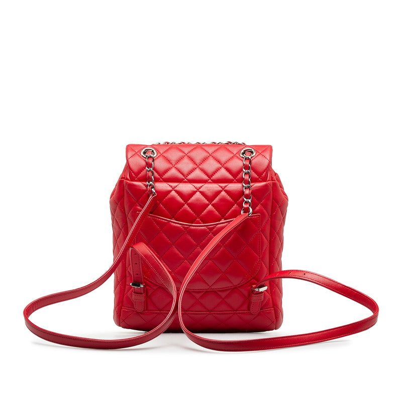 Chanel Matrases Coco Rucksack Backpack Red Silver   Chanel