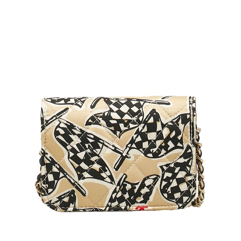 Chanel Checker Flag Year-End  Mini Chain houlder Bag Beige Multicolor Canvas  Chanel