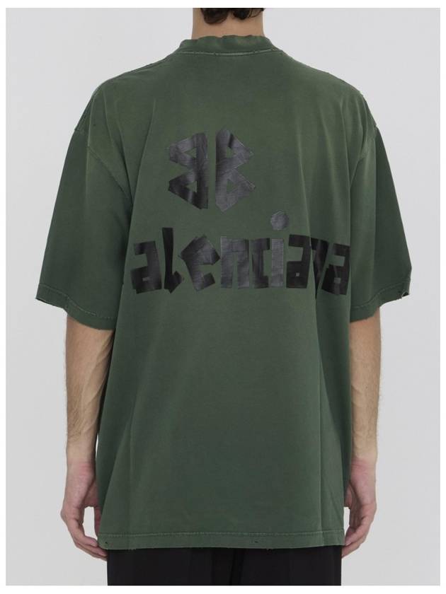 Luxury Balenciaga  Tape Type Short Sleeve T-Shirt Green