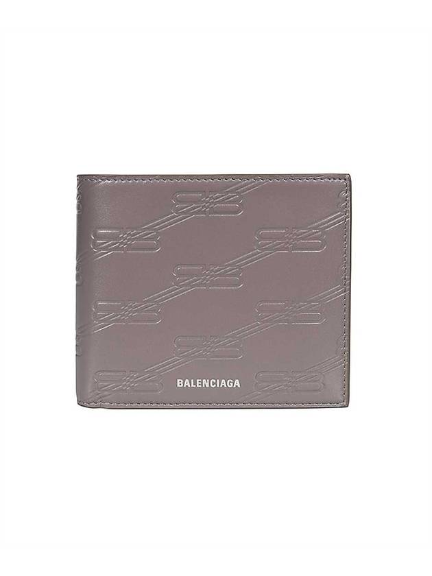 Luxury Balenciaga  BB Monogram Box Half Wallet Grey