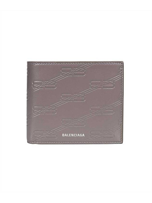 Luxury Balenciaga  BB Monogram Box Half Wallet Grey