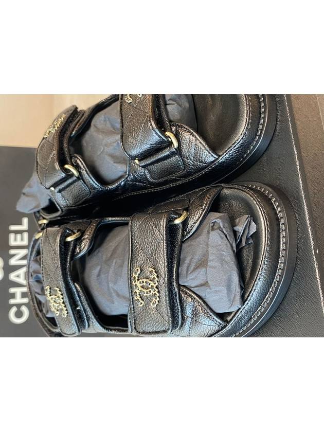 WoMen's CC Logo Velcro Sandals Gold Black Chanel