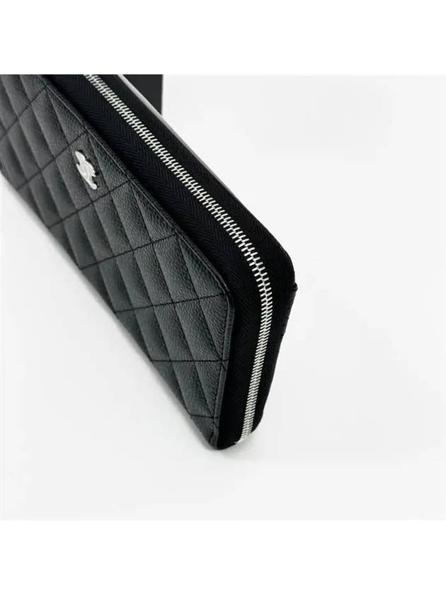 Classic Caviar Silver Zipper Long Wallet Black Chanel