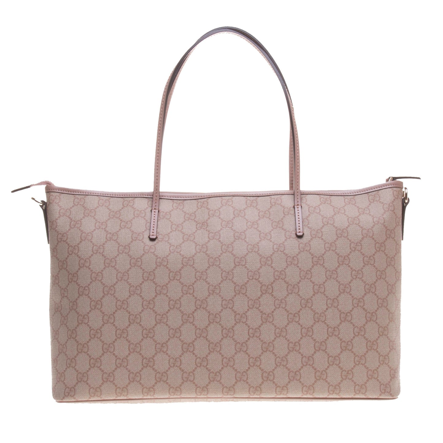 Gucci 353437 Pink/Ebony GG Supreme Canvas with Pink Leather Trim Tote Bag with S