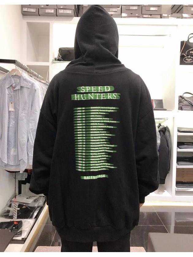 Luxury Balenciaga  Speed Hunter Print Hoodie Black