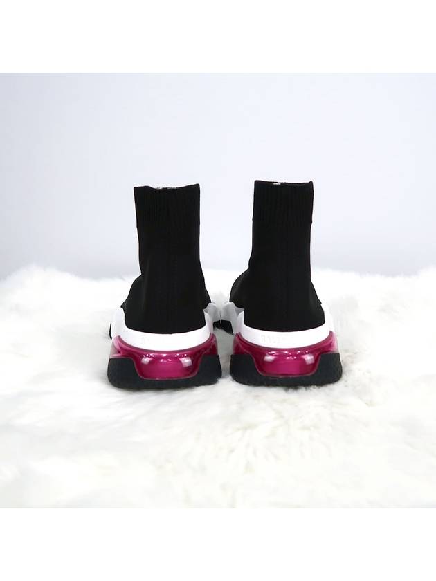 Luxury Balenciaga  Speed Clear Sole High Top Sneakers Pink Black
