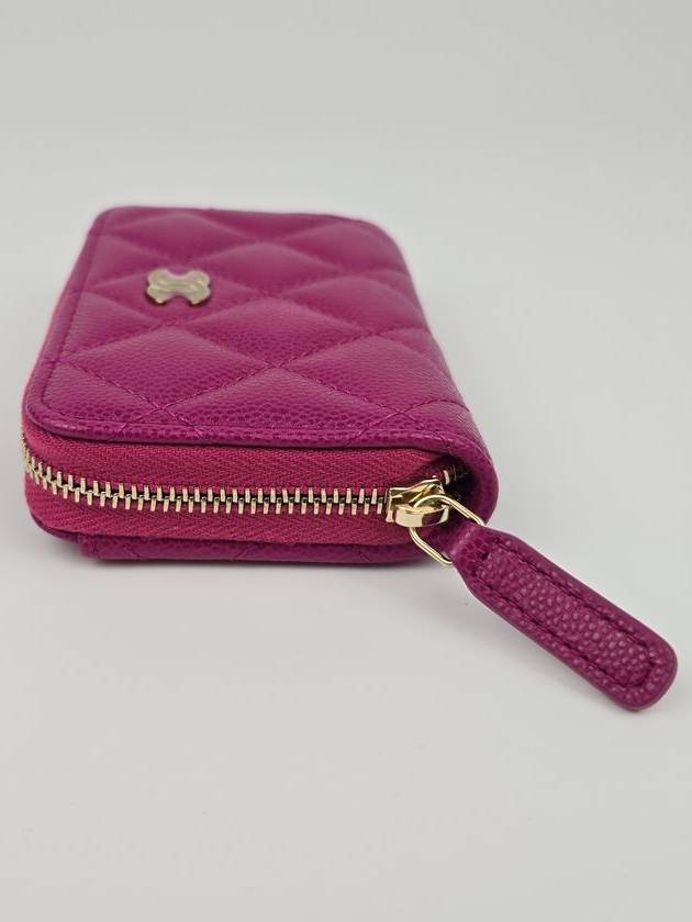 Classic Grained Shiny Calfskin Zipped Coin Wallet Fuchsia Chanel