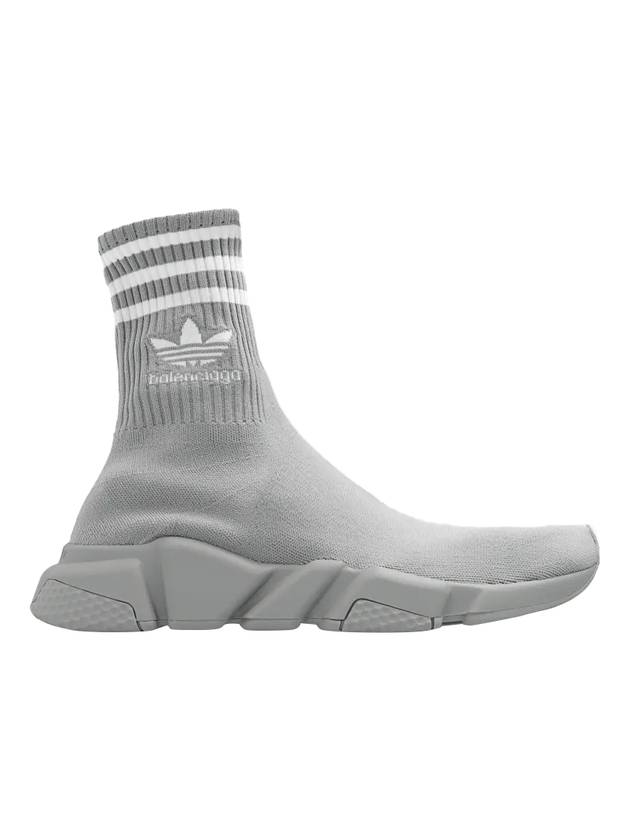 Luxury Balenciaga  Embroidered Logo Sock High Top Sneakers Grey