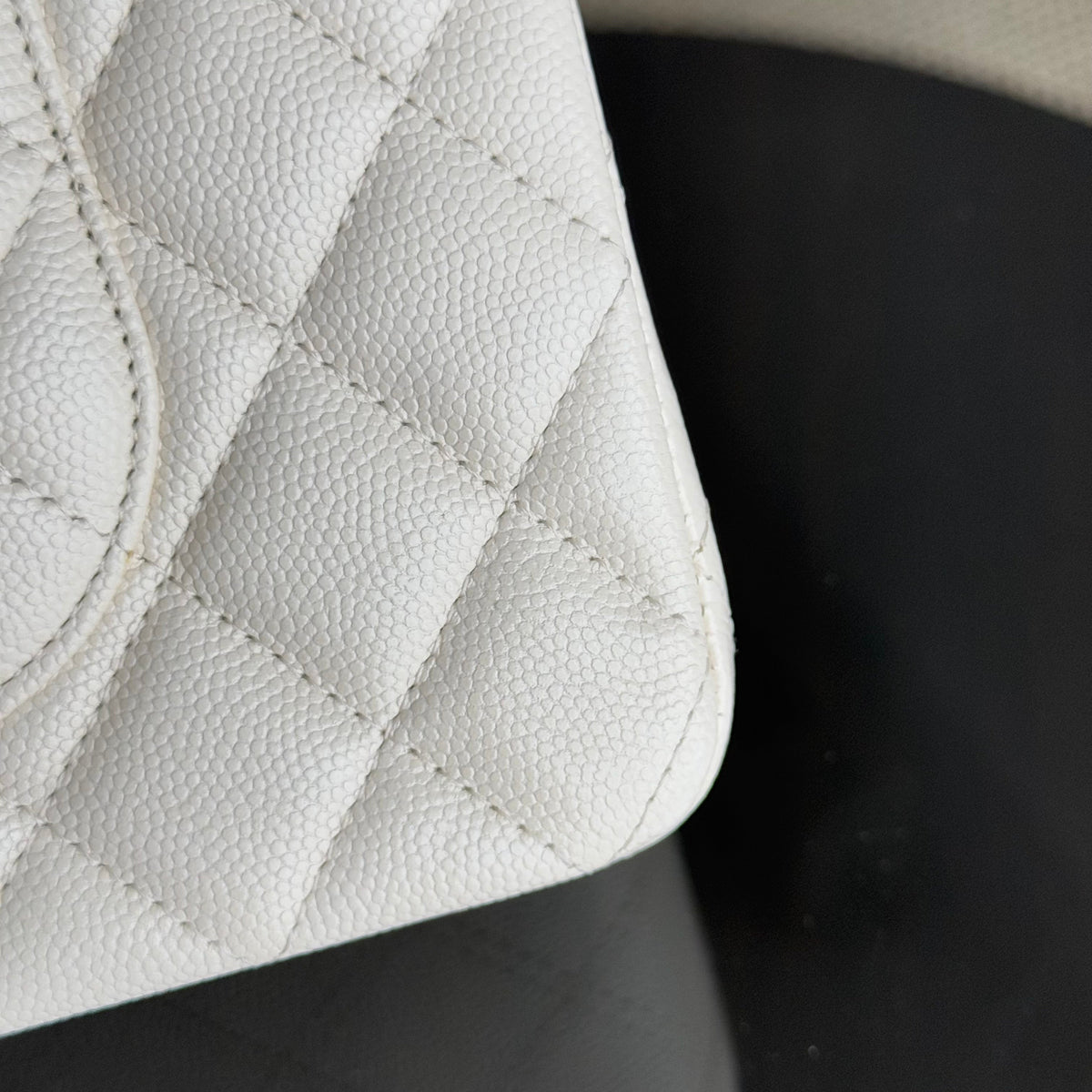 Deposit of Chanel Classic Flap Medium - Caviar 25CM Quilted Cream White Gold Hardware Series 23
