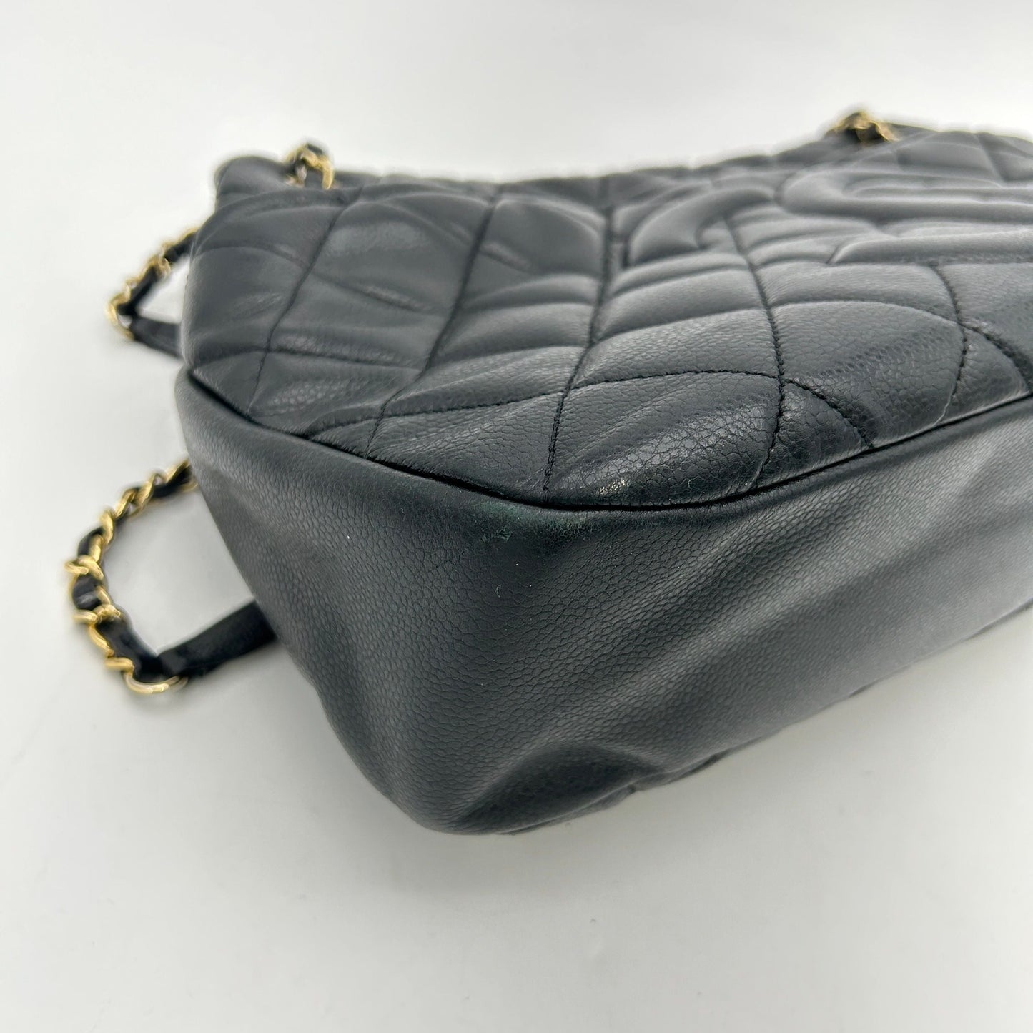 Chanel Timeless CC Soft Quilted Caviar Leather Shopping Tote Bag Black LA26722