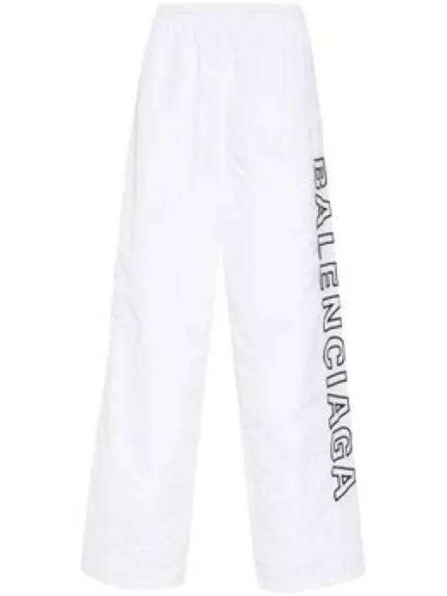 Luxury Balenciaga  Embroidered Logo Polyester Wide Track Pants White