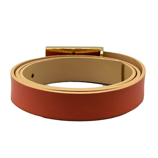 CHANEL - 01P 2001 Spring Vintage Leather Belt -Salmon / Gold 80 / 32