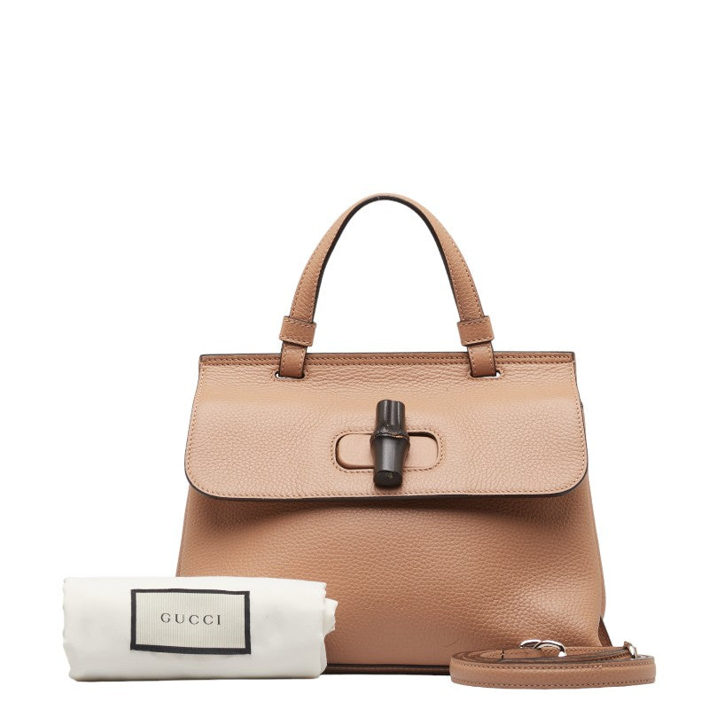Gucci Bamboo  Handbag Shoulder Bag 2WAY 392013 Beige Leather  Gucci