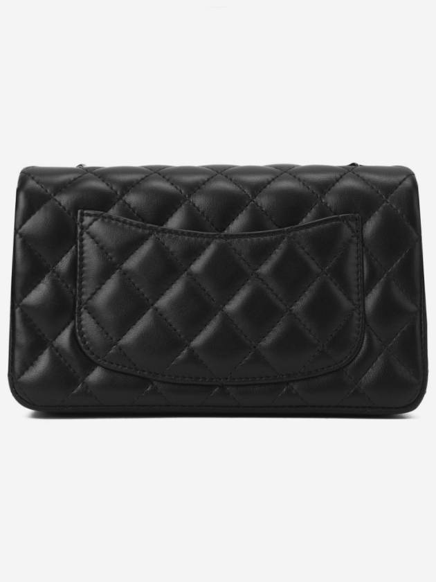 Mini Flap Crossbody Bag Lambskin Silver Black Chanel